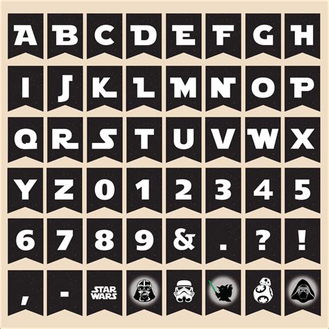 Star Wars Banner Printable ALL LETTERS 3 Design instant