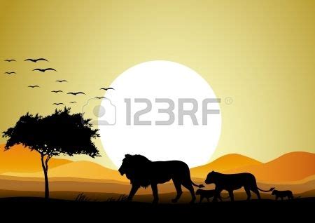 beauty lion family silhouette with sunset background | Lion family, Lion silhouette, African art ...