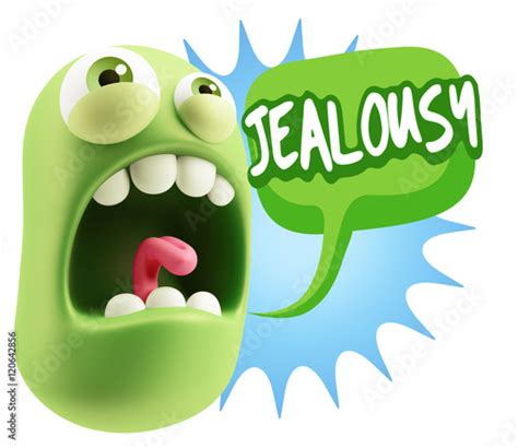 "3d Rendering Angry Character Emoji saying Jealousy with Colorful ...