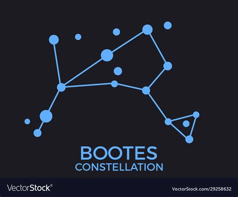 Bootes constellation stars in night sky Royalty Free Vector