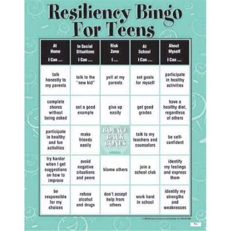 Resiliency Bingo Game for Teens | Classroom Activities | Pinterest | Bingo games, Teen and Gaming