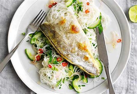 Sea Bass Fillet Recipe with Noodle Salad - olive magazine