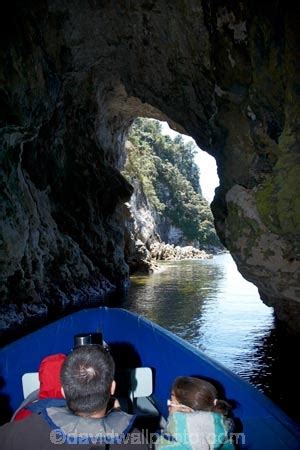 Tour Boat in Sea Cave near Hahei, Coromandel Peninsula, North Island ...