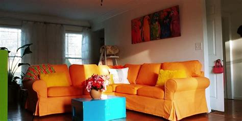 My newly dyed IKEA Ektorp Sectional slipcover, RIT Dye in Sunshine Orange. https ...