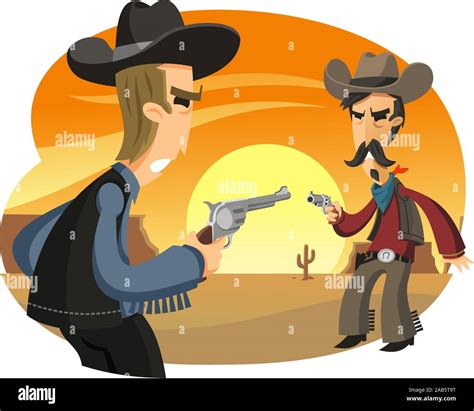 cowboy duel at sunset shootout Stock Vector Image & Art - Alamy