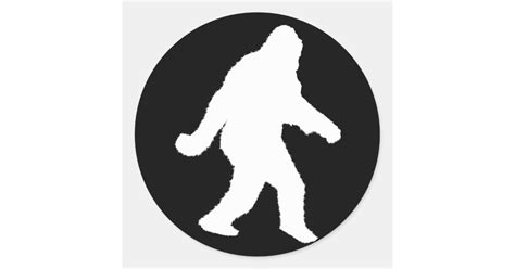 White Sasquatch Silhouette For Dark Backgrounds Classic Round Sticker ...