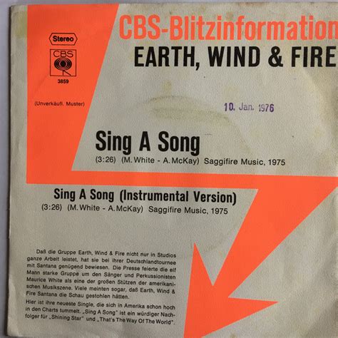 Earth, Wind & Fire – Sing A Song (1975, Vinyl) - Discogs