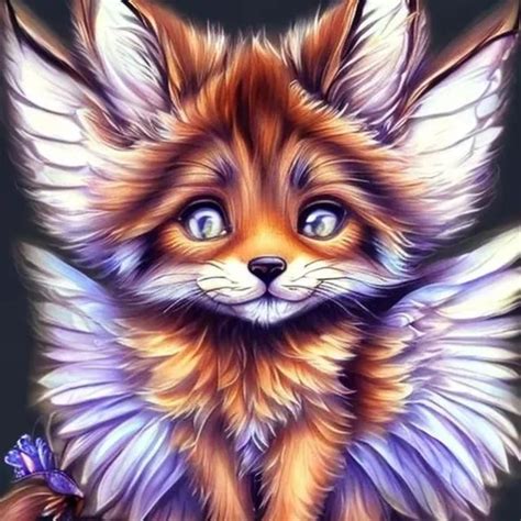 Fox cat hybrid, with butterfly wings cute, chibi, an... | OpenArt