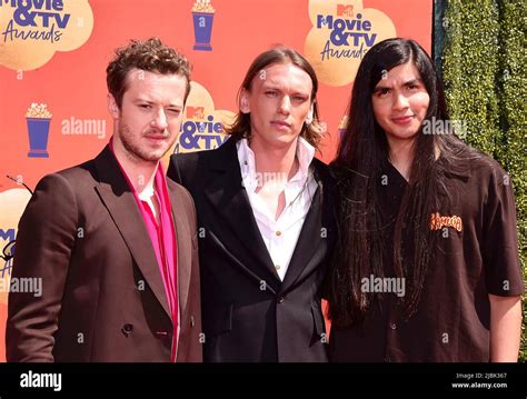 (l-r) Joseph Quinn, Jamie Campbell Bower and Eduardo Franco attends the ...