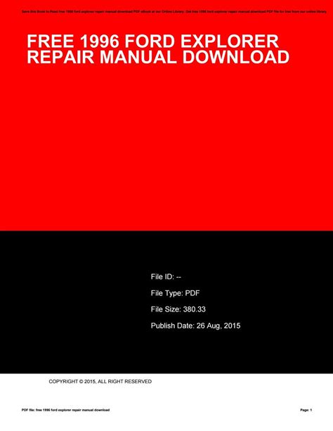 Free 1996 ford explorer repair manual download by freemail14 - Issuu