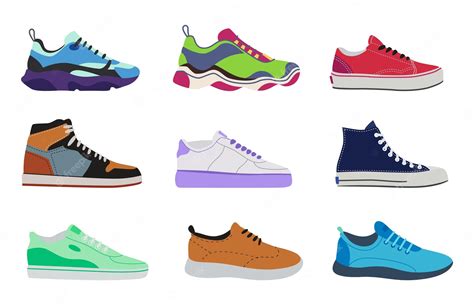 Premium Vector | Side view of sports shoes vector illustrations set