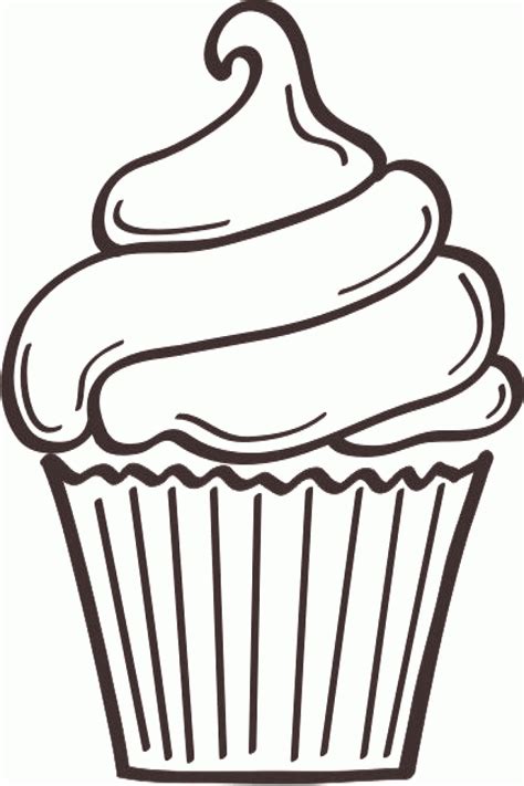 Cupcake Outline Clip Art You are here Home Graphics Food Cupcake in ...