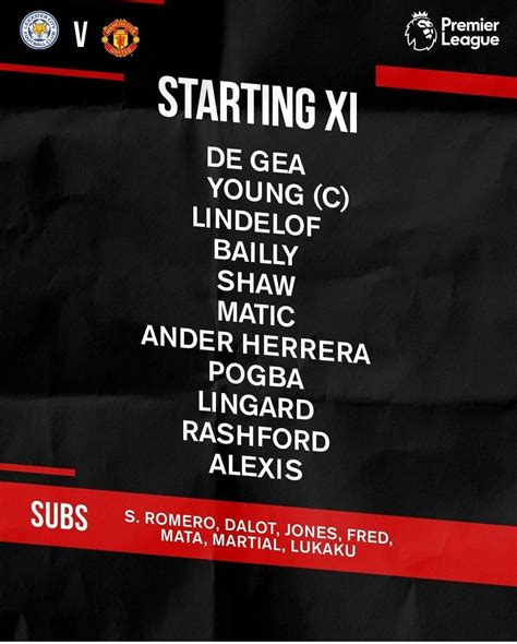 Leicester City vs Manchester United: Starting Line-Up : r/ManchesterUnited