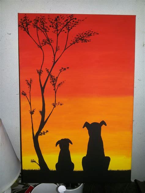 #painting #dogs #setting #pintura #perros #atardecer #painting #dogs #sunset | Small canvas art ...