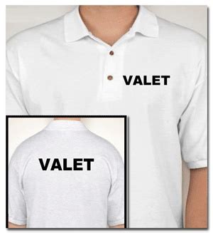 Valet Parking Polo Uniforms | Work shirts, Print t shirt, Uniform