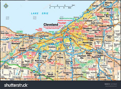 Cleveland Ohio Area Map Stock Vector 144155623 - Shutterstock