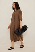 Linen Shirt Dress Brown | na-kd.com