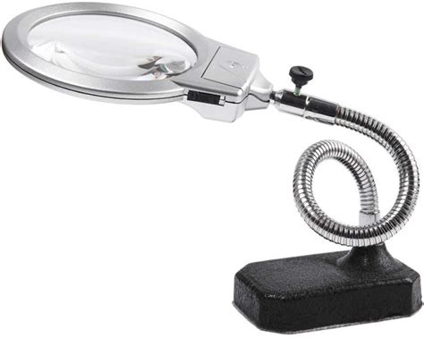 Magnifying Glass, Large Stand, 2.25x 5x Desktop Magnifier With 2 Led Jumbo Lens, Hands Free With ...