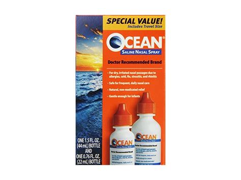 Ocean Saline Nasal Spray, Buddy Pack, 1.5 Ounce & 0.76 Ounce Bottles Ingredients and Reviews