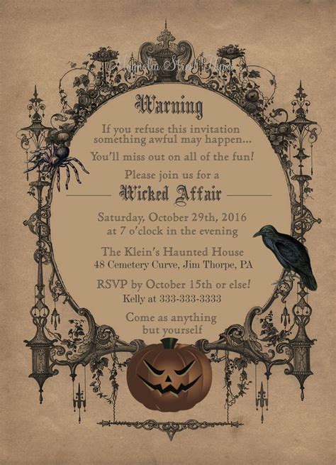 Printable "Wicked Affair" Halloween Invitation ($18) | Printable ...