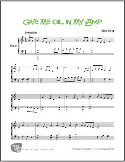 Give Me Oil In My Lamp | Free Easy Piano Sheet Music