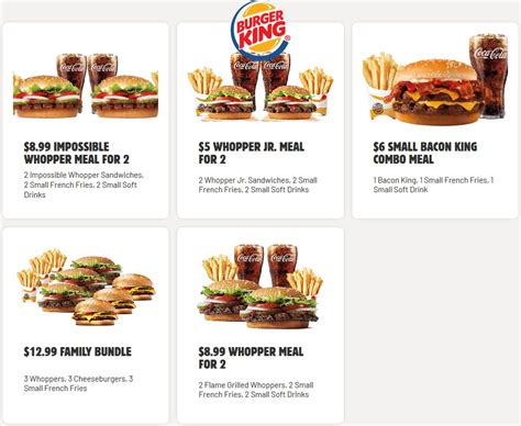 2 whopper jr + 2 fries + 2 drinks = $5 at Burger King #burgerking | The Coupons App®
