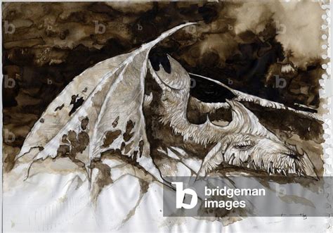 Image of Illustration of a fantastic and legendary animal: dead dragon carcass. by Lonati ...