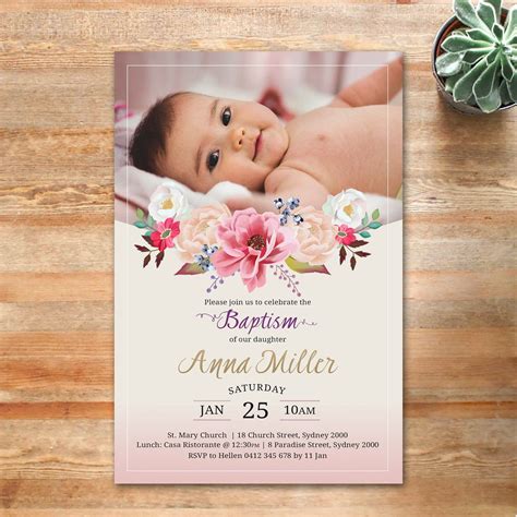 Christening Invitations Girl, Baptism Invitations Girl, Personalized ...