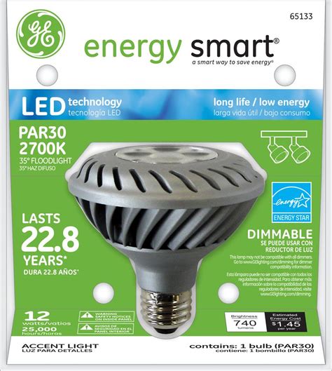 GE Energy Smart(R) Dimmable 50W Replacement (12W) PAR30 LED Light Bulb Warm White (Energy Star ...
