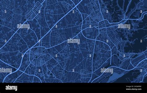 Detailed vector map poster of Taoyuan city administrative area. Blue skyline panorama ...