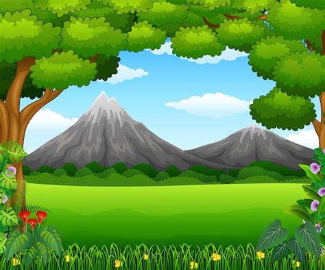 Premium Vector | Beatiful mountain in forest