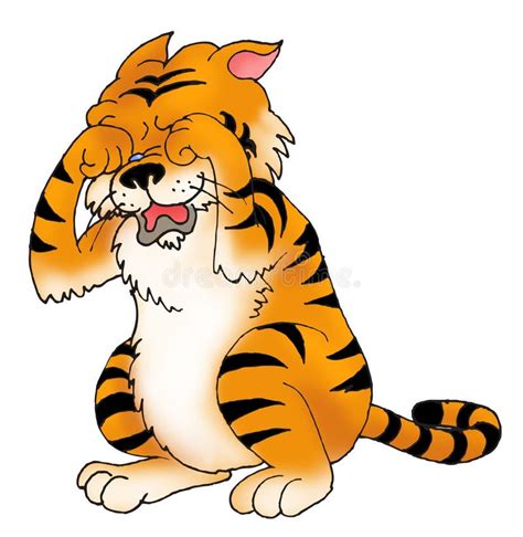 Crying tiger freehand stock illustration. Illustration of cartoon - 3521007