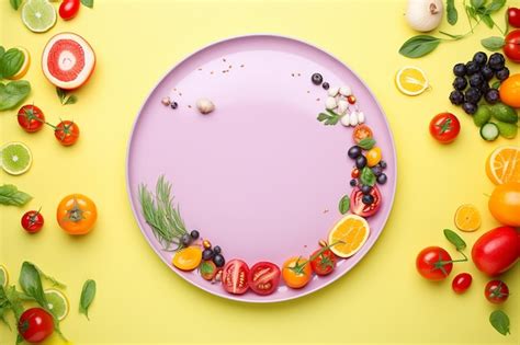 Premium Photo | Colorful Food Plate on Vibrant Background