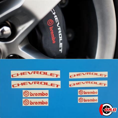 CHEVROLET & BREMBO High Temp Caliper Decals Stickers Bundle (Red) - R&G Brake Caliper Decals ...