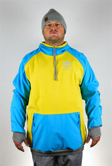 IceSkull Ezy Rider Snowboard Softshell Technical Hoodie Yellow & Sky Blue