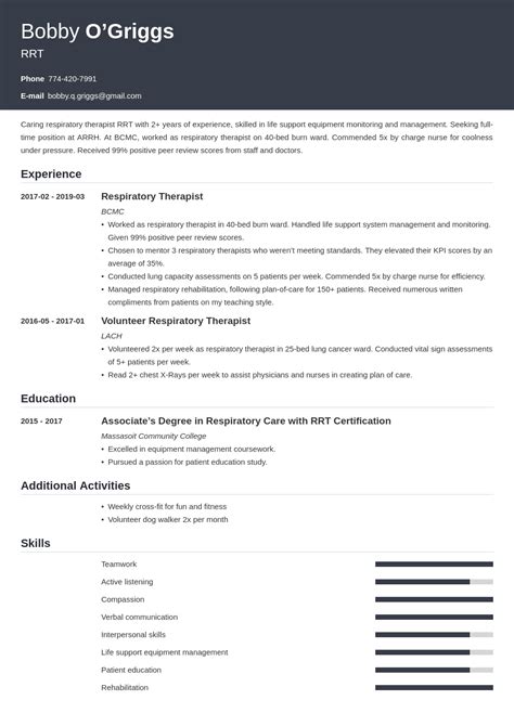 Respiratory Therapist Resume Sample [+Skills & Objective]