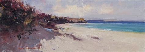 Ken Knight "A Secluded Beach" 6" x 16.25" in Oil on Panel | Beach ocean ...