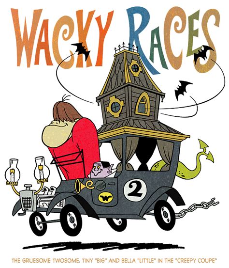 60s Wacky Races Cartoon The Gruesome Twosome, Tiny Big and Bella Little in the Creepy Coupe ...