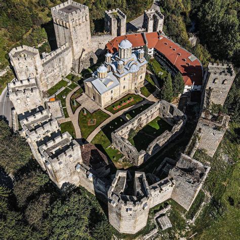 Aerial view of the Manasija Monastery, Serbia. : r/europe