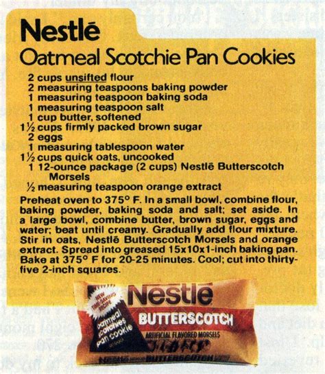 Oatmeal Scotchies Recipe Nestle