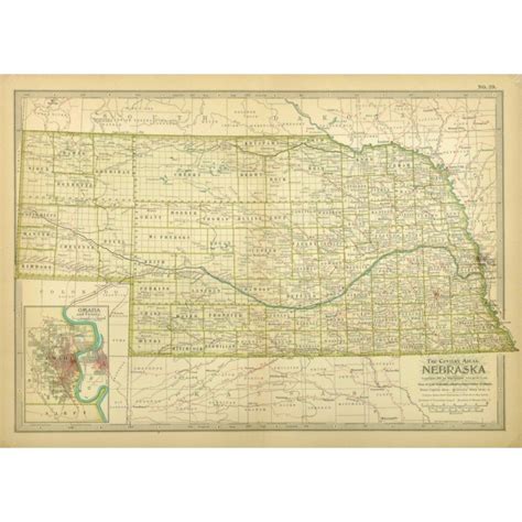 Map - Nebraska, 1897 - Original Art, Antique Maps & Prints