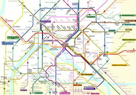 Central Paris metro map - About-France.com