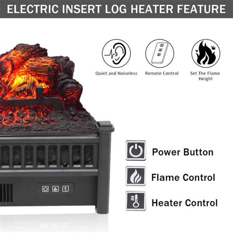 ZOKOP 23" 1400W Electric Fireplace Logs Heater FreeStanding Fire Flame ...