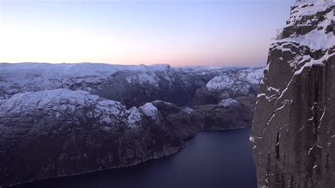 preikestolen, pulpit rock in winter sunrise in 4K - YouTube