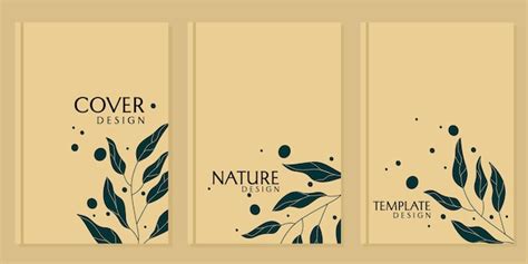 Premium Vector | Natural theme book cover template design with leaf silhouette ornament