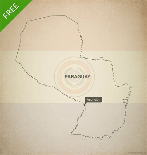 Free Vector Map of Paraguay Outline | One Stop Map