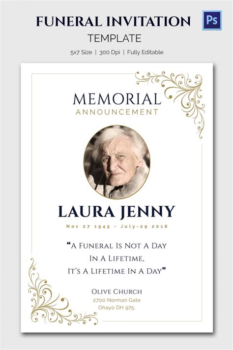 Free Printable Funeral Announcement Template - Printable Templates Free