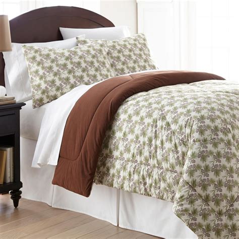 Micro Flannel Pinecone Full Queen 4-Piece Comforter Set-MFNCMFQPCN - The Home Depot