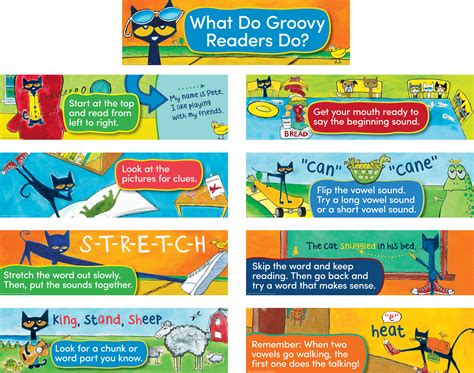 Pete the Cat Reading Strategies Mini Bulletin Board - Pete the Cat reference posters guide ...