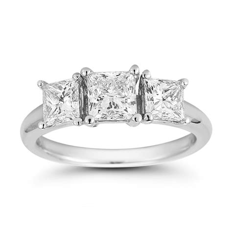 2.00ctw Princess Cut 3 Stone Diamond Trilogy Ring, Platinum | Costco UK